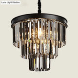 Classic Crystal Bedroom Pendant Light - Black Round Chandelier Ceiling Fixture