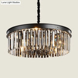 Classic Crystal Bedroom Pendant Light - Black Round Chandelier Ceiling Fixture