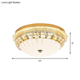 Classic Crystal Bowl Flush Ceiling Light - Led Mount Fixture White 16’/19.5’ Wide Bedroom Lighting
