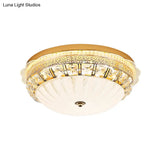 Classic Crystal Bowl Flush Ceiling Light - Led Mount Fixture White 16’/19.5’ Wide Bedroom Lighting