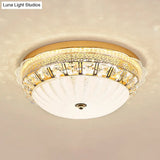 Classic Crystal Bowl Flush Ceiling Light - Led Mount Fixture White 16’/19.5’ Wide Bedroom Lighting