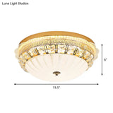 Classic Crystal Bowl Flush Ceiling Light - Led Mount Fixture White 16’/19.5’ Wide Bedroom Lighting