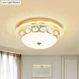 Classic Crystal Bowl Flush Ceiling Light - Led Mount Fixture White 16’/19.5’ Wide Bedroom Lighting
