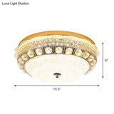 Classic Crystal Bowl Flush Ceiling Light - Led Mount Fixture White 16’/19.5’ Wide Bedroom Lighting