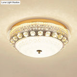 Classic Crystal Bowl Flush Ceiling Light - Led Mount Fixture White 16’/19.5’ Wide Bedroom Lighting