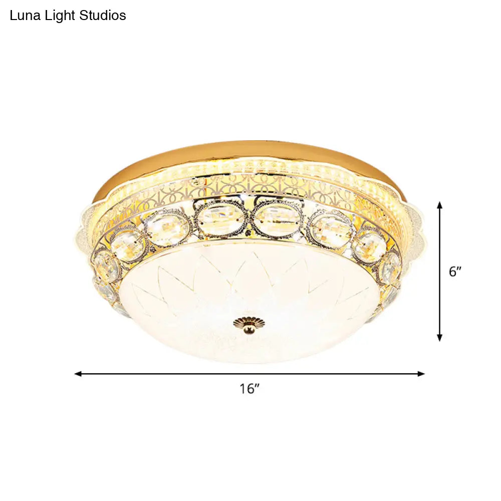 Classic Crystal Bowl Flush Ceiling Light - Led Mount Fixture White 16’/19.5’ Wide Bedroom Lighting