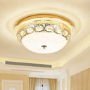 Classic Crystal Bowl Flush Ceiling Light - Led Mount Fixture White 16’/19.5’ Wide Bedroom