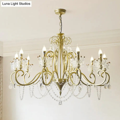 Classic Crystal Chandelier Pendant Light With Metallic Candlestick