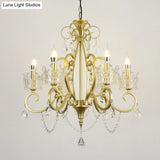 Classic Crystal Chandelier Pendant Light With Metallic Candlestick