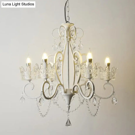 Classic Crystal Chandelier Pendant Light With Metallic Candlestick