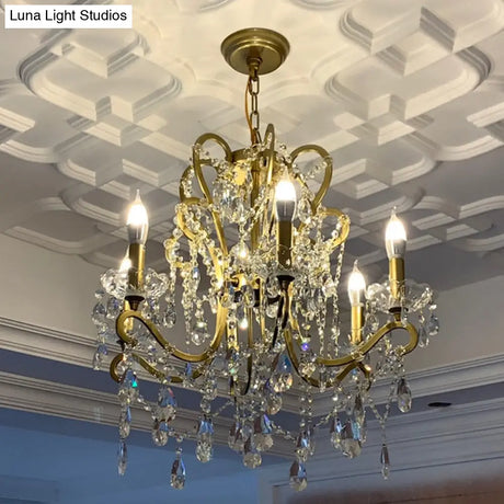 Classic Crystal Chandelier Pendant Light With Metallic Candlestick