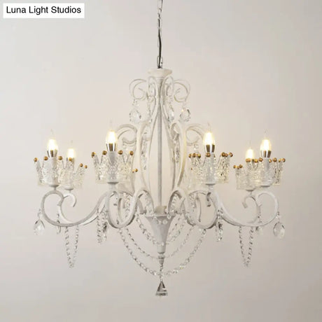 Classic Crystal Chandelier Pendant Light With Metallic Candlestick
