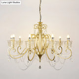 Classic Crystal Chandelier Pendant Light With Metallic Candlestick