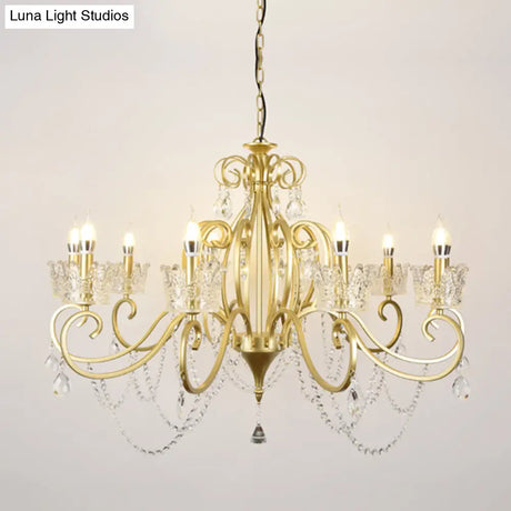 Classic Crystal Chandelier Pendant Light With Metallic Candlestick