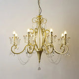 Classic Crystal Chandelier Pendant Light With Metallic Candlestick Gold / Medium C