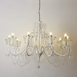Classic Crystal Chandelier Pendant Light With Metallic Candlestick White / Large C