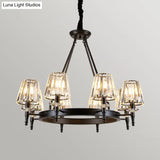 Classic Crystal Conical Chandelier: Black Suspended Lighting Fixture For Bedroom