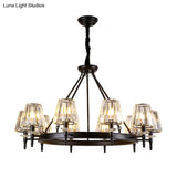 Classic Crystal Conical Chandelier: Black Suspended Lighting Fixture For Bedroom