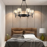 Classic Crystal Conical Chandelier: Black Suspended Lighting Fixture For Bedroom 6 /