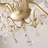 Classic Crystal Pendant Chandelier With Metal Gold Finish