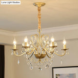 Classic Crystal Pendant Chandelier With Metal Gold Finish