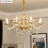 Classic Crystal Pendant Chandelier With Metal Gold Finish