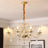 Classic Crystal Pendant Chandelier With Metal Gold Finish 8 / Shadeless