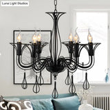Classic Dark Brown Scrolled Arm Pendant Chandelier - 5/6-Light Metal Fixture For Living Room