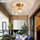 Classic Dome Crystal Semi Flush Mount Light In Brass For Living Room - 1 Ceiling Lighting
