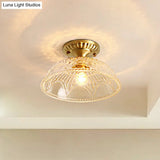 Classic Dome Crystal Semi Flush Mount Light In Brass For Living Room - 1 Ceiling Lighting