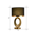 Classic Drum Shade Table Lamp - Elegant 1-Head Fabric Nightstand Lighting For Study Room Black