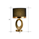 Classic Drum Shade Table Lamp - Elegant 1-Head Fabric Nightstand Lighting For Study Room Black