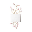 Classic Fabric Rectangle Wall Mounted Lamp With Brass Sconce & Pink/Clear Crystal Accent - 2 Lights