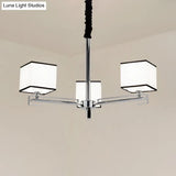 Classic Fabric White Pendant Lamp With Square Design - 3/6/8 Lights Ideal For Bedroom Chandelier