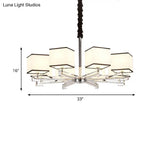 Classic Fabric White Pendant Lamp With Square Design - 3/6/8 Lights Ideal For Bedroom Chandelier