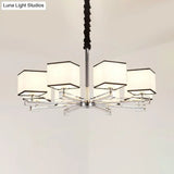 Classic Fabric White Pendant Lamp With Square Design - 3/6/8 Lights Ideal For Bedroom Chandelier