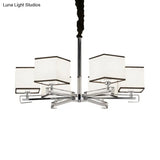 Classic Fabric White Pendant Lamp With Square Design - 3/6/8 Lights Ideal For Bedroom Chandelier