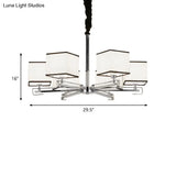 Classic Fabric White Pendant Lamp With Square Design - 3/6/8 Lights Ideal For Bedroom Chandelier