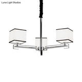 Classic Fabric White Pendant Lamp With Square Design - 3/6/8 Lights Ideal For Bedroom Chandelier