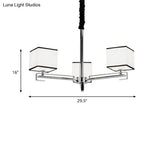 Classic Fabric White Pendant Lamp With Square Design - 3/6/8 Lights Ideal For Bedroom Chandelier