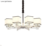 Classic Fabric White Pendant Lamp With Square Design - 3/6/8 Lights Ideal For Bedroom Chandelier