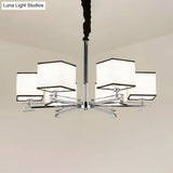 Classic Fabric White Pendant Lamp With Square Design - 3/6/8 Lights Ideal For Bedroom Chandelier