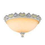 Classic Flush Mount Fixture: 3-Bulb 15/19 Wide Frosted Glass Ceiling Light With Blossom Edge -
