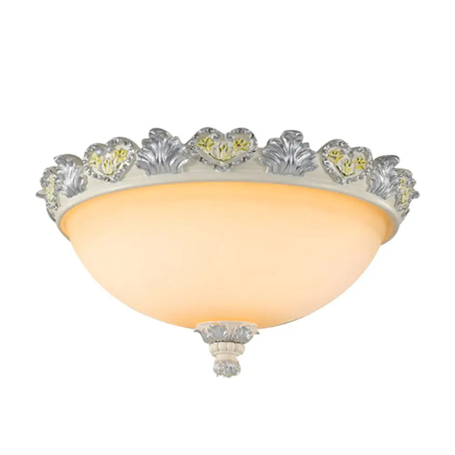 Classic Flush Mount Fixture: 3-Bulb 15/19 Wide Frosted Glass Ceiling Light With Blossom Edge -