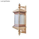 Classic Frosted Glass Gold Lantern Sconce Light - Wall Mount Lighting