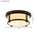 Classic Frosted Glass Led Flush Mount Lamp - Black/Brass Finish Warm/White Light Perfect Living