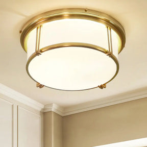 Classic Frosted Glass Led Flush Mount Lamp - Black/Brass Finish Warm/White Light Perfect Living