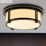 Classic Frosted Glass Led Flush Mount Lamp - Black/Brass Finish Warm/White Light Perfect Living
