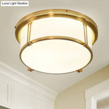 Classic Frosted Glass Led Flush Mount Lamp - Black/Brass Finish Warm/White Light Perfect Living