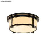 Classic Frosted Glass Led Flush Mount Lamp - Black/Brass Finish Warm/White Light Perfect Living